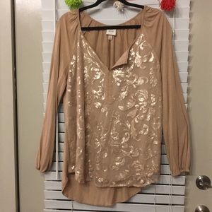 Gold Floral Sequin Blouse 🌟offer away🌟